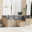 Afuera Living Contemporary 7 Piece Poly Rattan Sofa Set in Gray/Beige