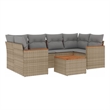 Afuera Living Contemporary 7 Piece Poly Rattan Sofa Set in Gray/Beige