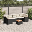 Afuera Living Contemporary 8 Piece Poly Rattan Sofa Set in Black/Cream