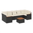Afuera Living Contemporary 8 Piece Poly Rattan Sofa Set in Black/Cream