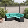 Afuera Living Contemporary 5 Piece Poly Rattan Patio Sofa Set in Black