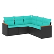 Afuera Living Contemporary 5 Piece Poly Rattan Patio Sofa Set in Black