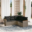 Afuera Living Contemporary 5 Piece Poly Rattan Sofa Set in Gray