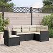 Afuera Living 5 Piece Poly Rattan Sofa Set with Removable Covers in Black