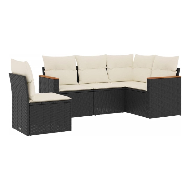 Afuera Living 5 Piece Poly Rattan Sofa Set with Removable Covers in Black