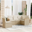 Afuera Living Contemporary Synthetic Poly Rattan 5 Piece Sofa Set in Beige