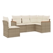 Afuera Living Contemporary Synthetic Poly Rattan 5 Piece Sofa Set in Beige