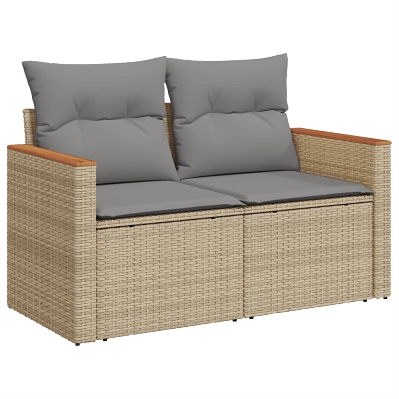 Afuera Living Contemporary Poly Rattan Medium Sofa Set in Beige