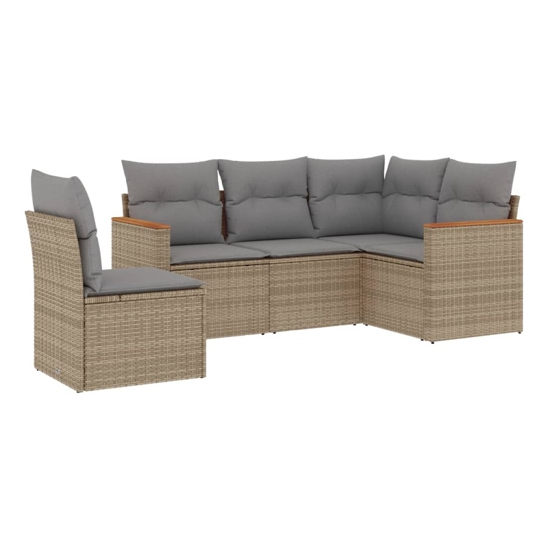 Afuera Living Contemporary Poly Rattan Medium Sofa Set in Beige