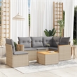 Afuera Living Contemporary 6 Piece Poly Rattan Sofa Set in Gray/Beige