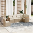 Afuera Living Contemporary 6 Piece Poly Rattan Sofa Set in Cream/Beige