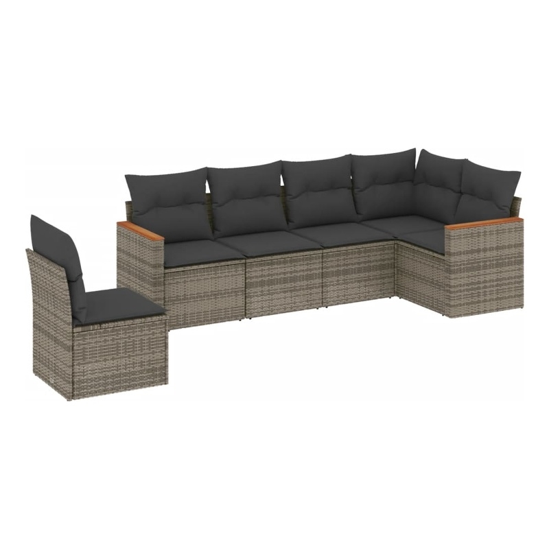 Afuera Living Contemporary Synthetic Poly Rattan Sofa Set in Gray