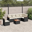 Afuera Living Contemporary Synthetic Poly Rattan 7 Piece Sofa Set in Black/Cream
