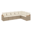 Afuera Living Contemporary 7 Piece Poly Rattan Sofa Set in Cream/Beige