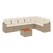 Afuera Living Contemporary Synthetic Poly Rattan 8 Piece  Sofa Set in Beige