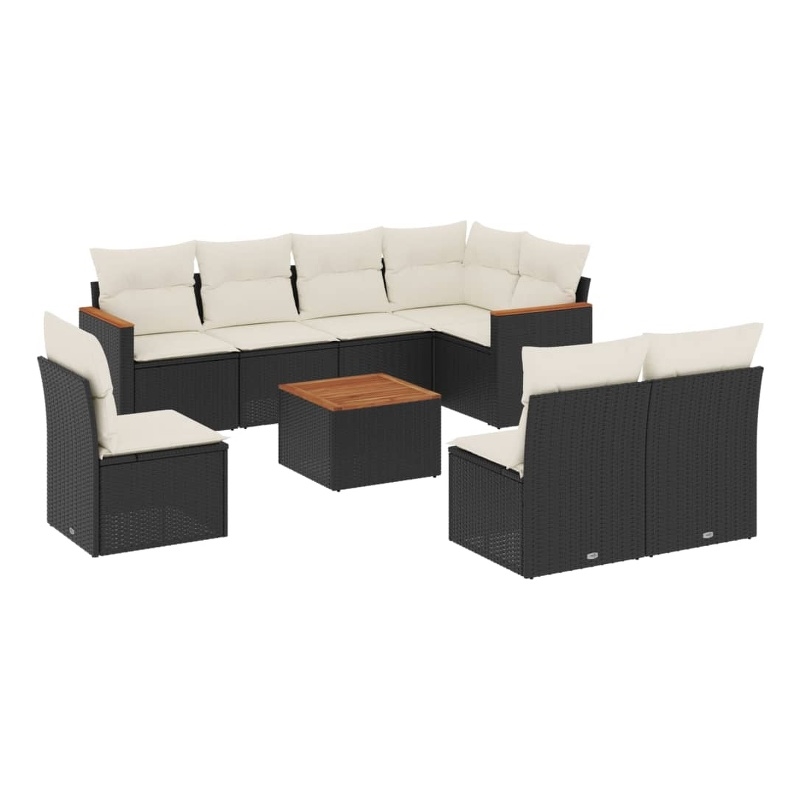 Afuera Living Contemporary 9 Piece Poly Rattan Sofa Set in Black
