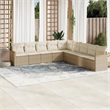 Afuera Living Contemporary 9 Piece Poly Rattan Sofa Set in Beige