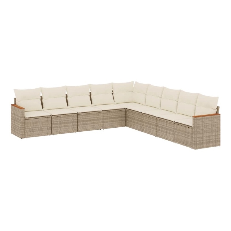 Afuera Living Contemporary 9 Piece Poly Rattan Sofa Set in Beige