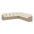 Afuera Living Contemporary 9 Piece Poly Rattan Sofa Set in Beige