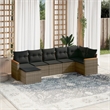 Afuera Living Contemporary 7 Piece Poly Rattan Sofa Set in Gray