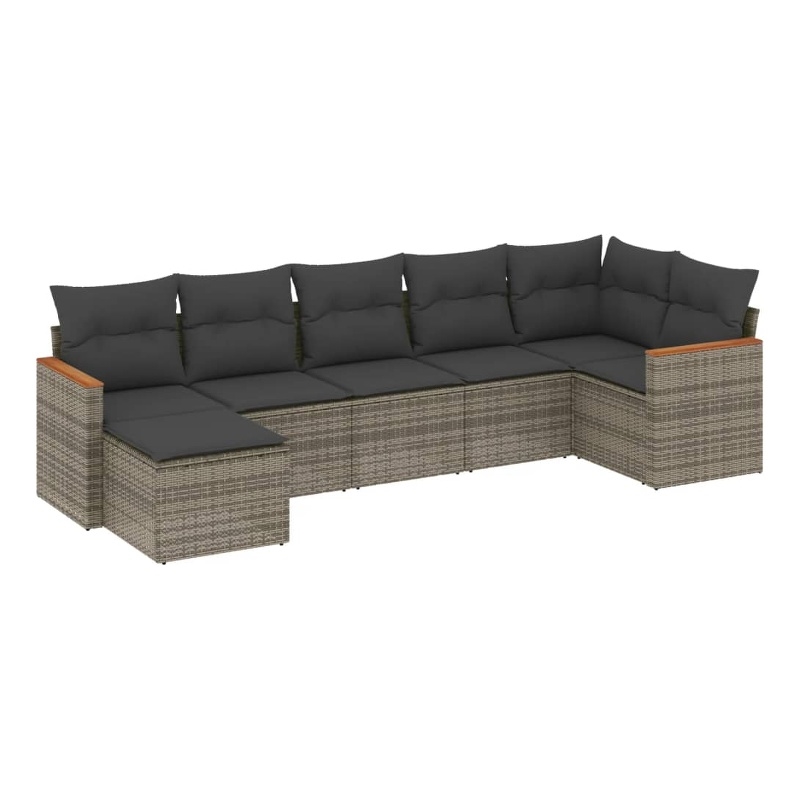 Afuera Living Contemporary 7 Piece Poly Rattan Sofa Set in Gray