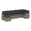 Afuera Living Contemporary 7 Piece Poly Rattan Sofa Set in Gray
