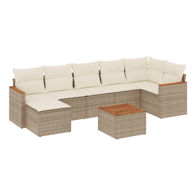Afuera Living Contemporary Synthetic Poly Rattan  Sofa Set in Cream/Beige