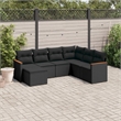 Afuera Living Contemporary 7 Piece Poly Rattan Sofa Set in Black