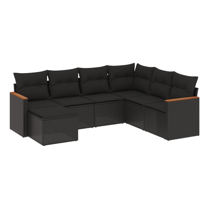 Afuera Living Contemporary 7 Piece Poly Rattan Sofa Set in Black