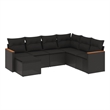 Afuera Living Contemporary 7 Piece Poly Rattan Sofa Set in Black