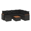 Afuera Living Contemporary Synthetic Poly Rattan 8 Piece  Sofa Set in Black