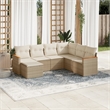 Afuera Living Contemporary 7 Piece Poly Rattan Sofa Set in Beige