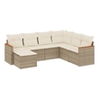 Afuera Living Contemporary 7 Piece Poly Rattan Sofa Set in Beige