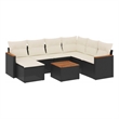 Afuera Living 8 Piece Poly Rattan Large Sofa Set in Black/Cream