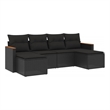 Afuera Living Contemporary 6 Piece Poly Rattan Sofa Set in Black