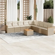 Afuera Living Contemporary Synthetic Poly Rattan 10 Piece Sofa Set in Beige