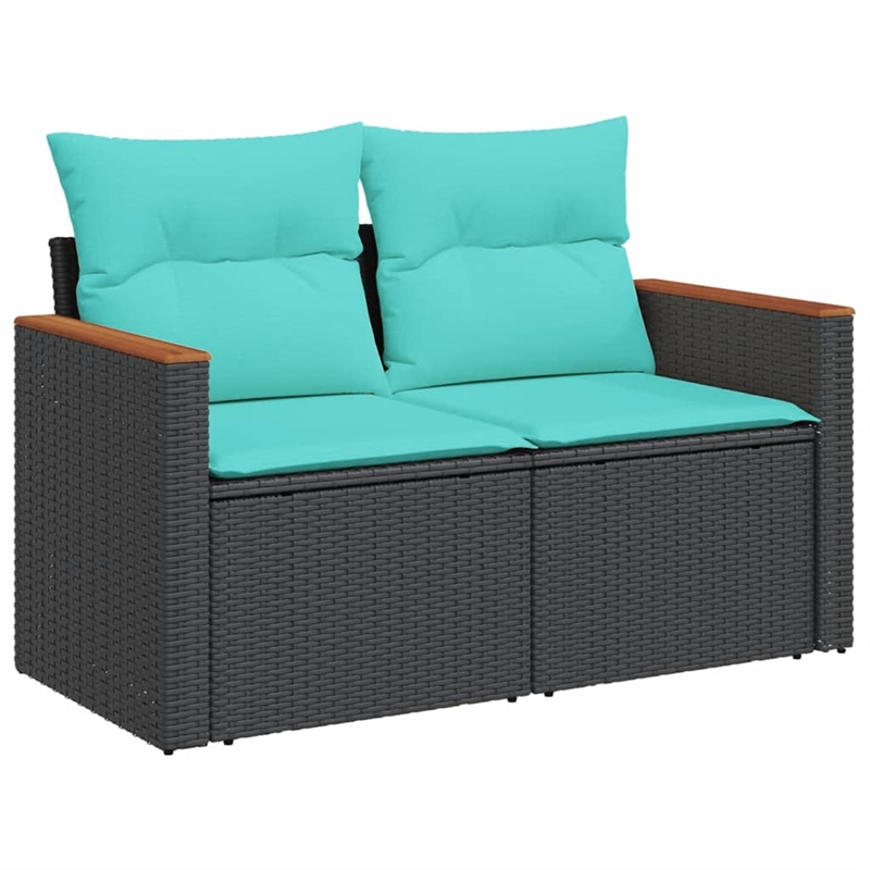Afuera Living 11 Piece Poly Rattan Patio Sofa Set in Black/Blue