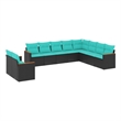 Afuera Living Poly Rattan Large Patio Sofa Set in Black/Blue