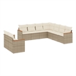 Afuera Living Contemporary 9 Piece Poly Rattan Sofa Set in Beige