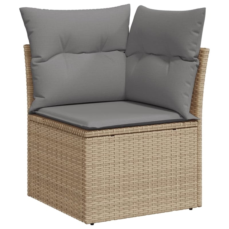 Afuera Living Contemporary Synthetic Poly Rattan 10 Piece Sofa Set in Gray/Beige