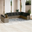 Afuera Living Contemporary 10 Piece Poly Rattan Sofa Set in Gray