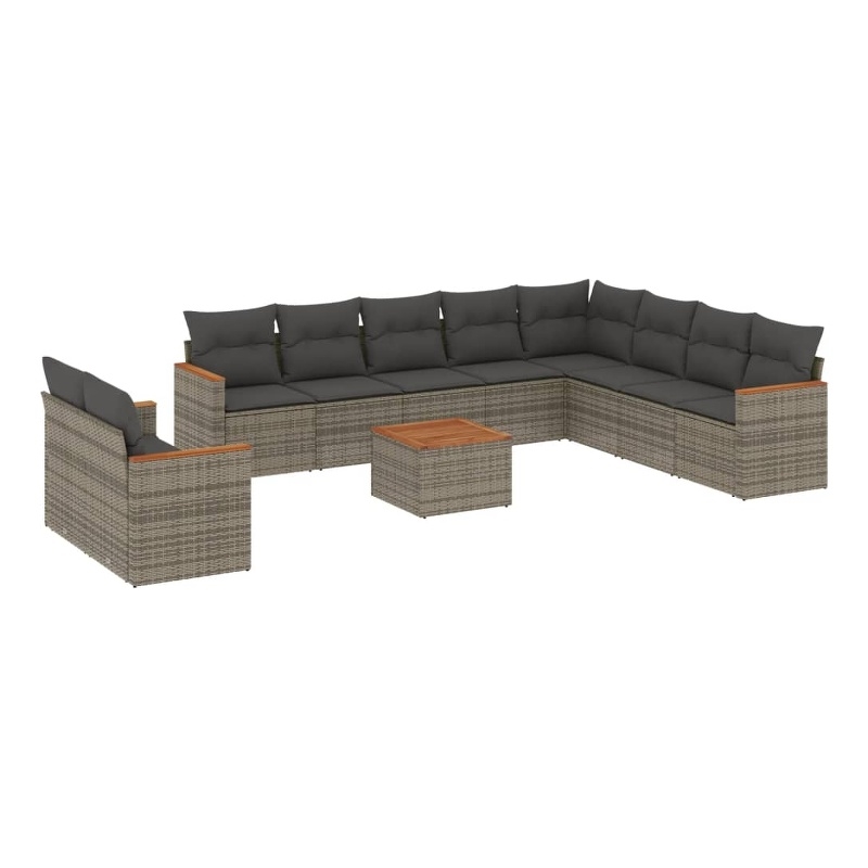 Afuera Living Contemporary 11 Piece Poly Rattan Sofa Set in Gray