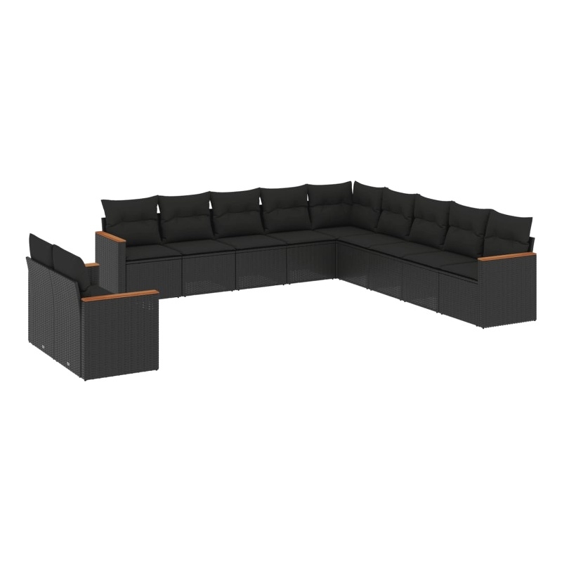 Afuera Living Contemporary 11 Piece Poly Rattan Small Sofa Set in Black