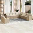 Afuera Living Contemporary 11 Piece Poly Rattan Sofa Set in Cream/Beige