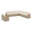 Afuera Living Contemporary 11 Piece Poly Rattan Sofa Set in Cream/Beige