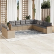 Afuera Living Contemporary 11 Piece Poly Rattan Sofa Set in Gray/Beige