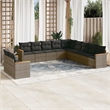 Afuera Living Contemporary Synthetic Poly Rattan 11 Piece  Sofa Set in Gray