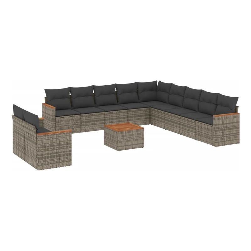 Afuera Living Contemporary 12 Piece Poly Rattan Sofa Set in Gray