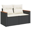 Afuera Living Contemporary 8 Piece Poly Rattan Sofa Set in Black/Cream