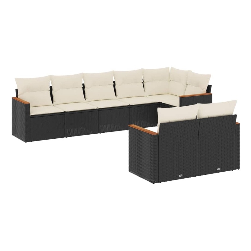 Afuera Living Contemporary 8 Piece Poly Rattan Sofa Set in Black/Cream